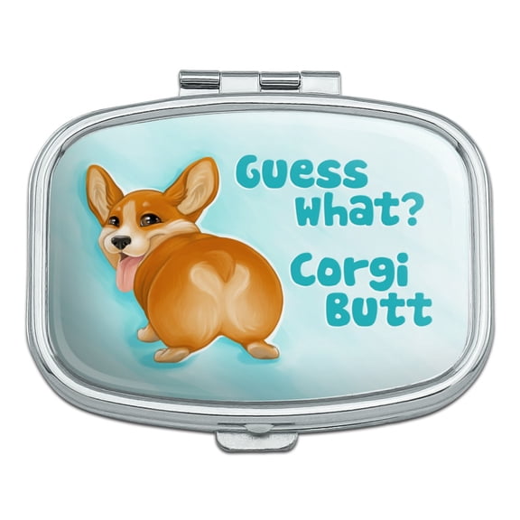 Guess What Corgi Butt Funny Joke Rectangle Pill Case Trinket Gift Box