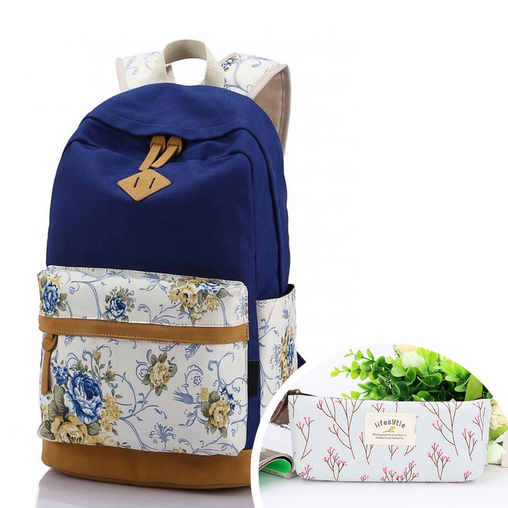 Coastacloud Casual Style Lightweight Canvas Laptop Backpack Cute