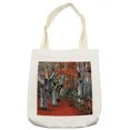 thumbnail image 1 of Seasons Tote Bag, Dreamy Gated Beech Trees Forest with Fall Leaf Mother Earth Natural Wonders Theme, Cloth Linen Reusable Bag for Shopping Books Beach and More, 16.5" X 14", Cream, by Ambesonne, 1 of 2