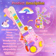 HopeRock Toddler Guitar/Foldable Piano Toys, Pink Musical Toy with LED Lights for Toddlers Ages 3-6, Instrument Toys Christmas Birthday Gift for Little Girls.