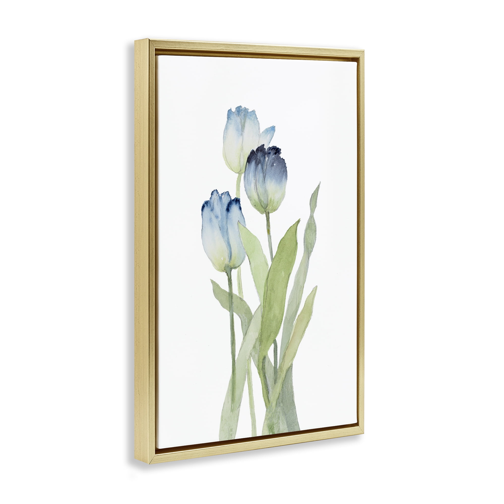 Stupell Industries Blue Garden Tulips Botanical & Floral Painting Gold Floater Framed Art Print Wall Art, 21 x 31