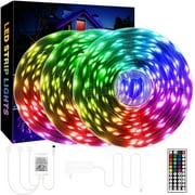 QZYL 75ft LED Lights for Bedroom, RGB LED Strip Lights for Living Room, Party Decor with Dimmable Lighting, Bright Adjustable Colors, and 8 Lighting Modes, Adhesive Backing