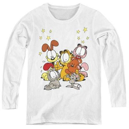 Trevco Sportswear GAR212-WL-5 Womens Garfield & Friends Are Best Long Sleeve T-Shirt, White -