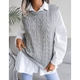 thumbnail image 5 of Women Sweater Vests Crew Neck Sleeveless Sweaters Cable Knit Sweaters Pullover Sweater Tank Tops Alsol Lamesa, 5 of 6