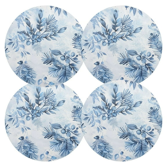 Ryvnso Winter Cherry Grass Round Plate Mats Dining Table Placemat Set of 4 for Holiday Decoration