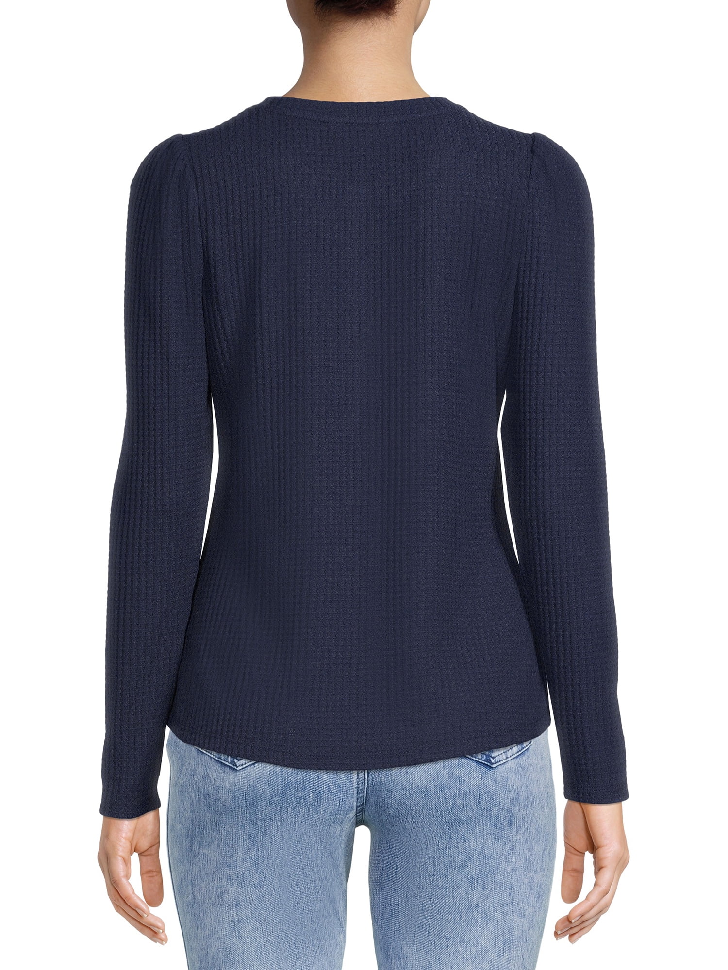 Time And Tru Women's Waffle Henley Top