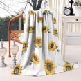 thumbnail image 2 of White Green Leaf Sunflower Pattern Blanket,Comfortable Soft Lamb Wool Throw Blanket,All Season,Warm Lightweight Blankets for Sofa Bed Couch Living Room Chair,50"x60", 2 of 4