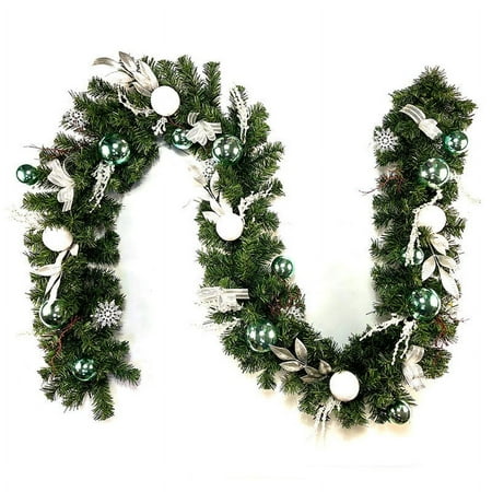 

Pinnaco Christmas Garland with Bowknot Flexible PVC Hanging Pendant 9 FT Long for Stairs Railing Fireplace Front Porch Door Tree Holiday Party Supplies
