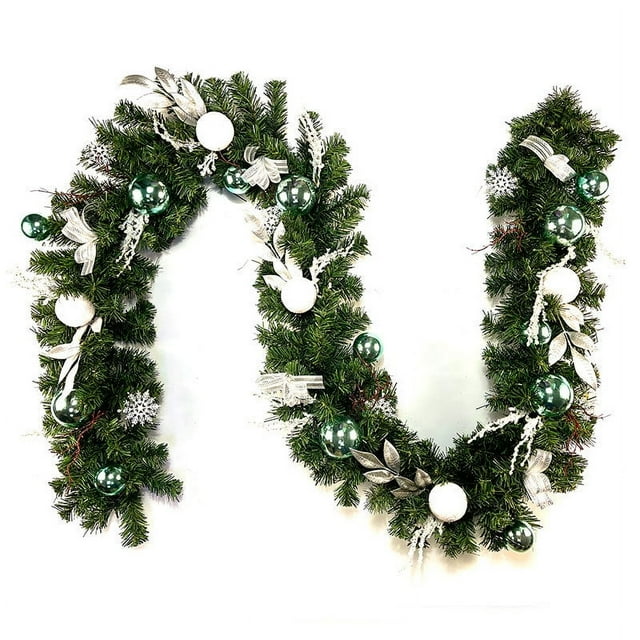 Ensemble de Décoration de Guirlande de Noël en PVC - 1,8m/5,91 Pieds Ou 2,7m/8,86 Pieds Ornement Suspendu Ignifuge avec Nœud Rouge en Option, Baies Rouges Ou Boule de Noël - Idéal pour Fenêtre, Plafond, Rampe, Centre Commercial, Hôtel