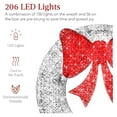 thumbnail image 3 of HHBEAUTY 60in Pre-Lit Outdoor Christmas Wreath Decoration, LED Metal Holiday Decor for Home Exterior, Garden w/ 206 Lights, Bow - Silver/Red, 3 of 7