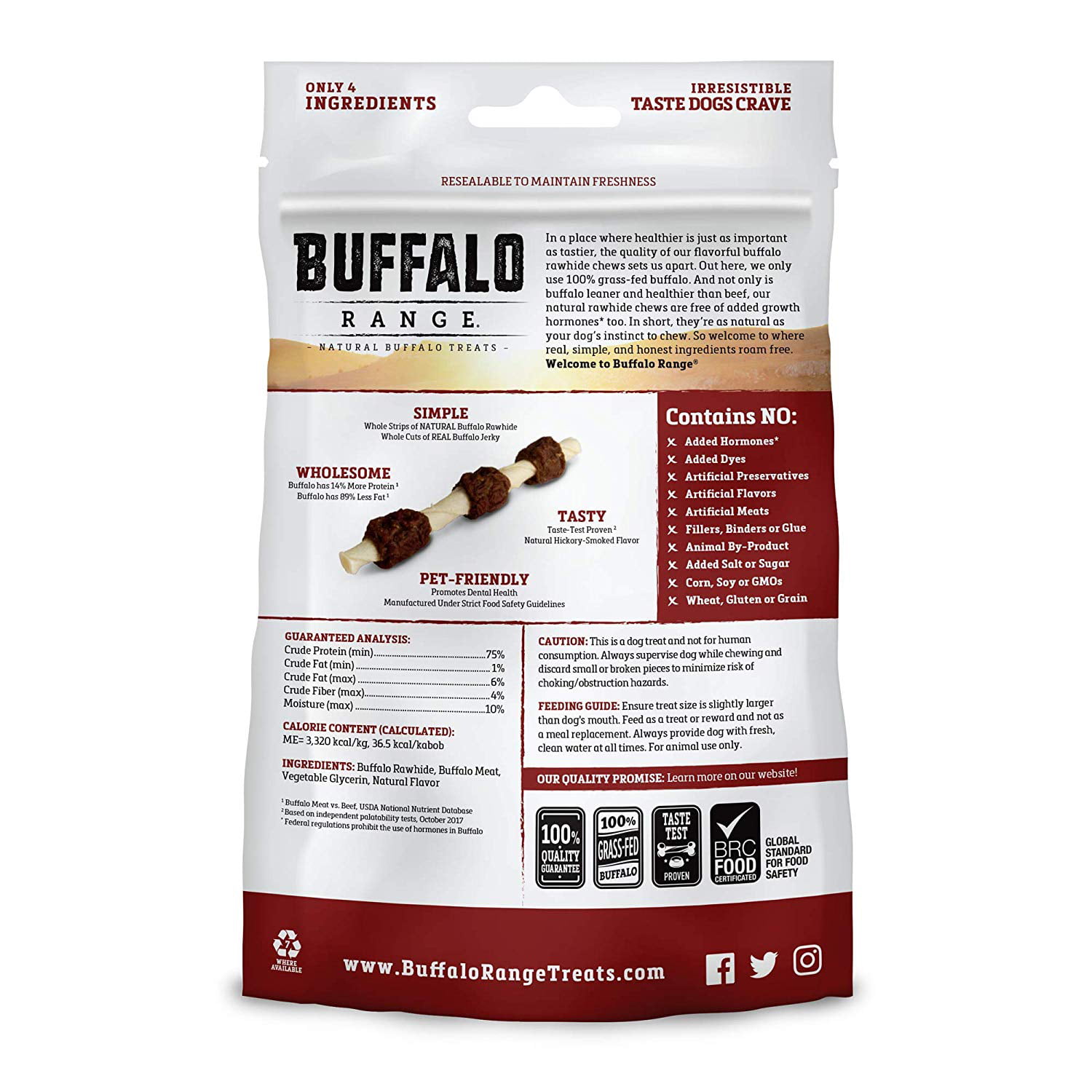 Healthy Buffalo Range Rawhide Dog Treats Hickory Smoked Flavor Jerky Kabob Grass-Fed Buffalo Jerky Raw Hide Chews 