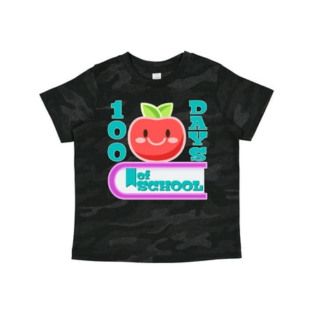 

Inktastic 100 Days of School Happy Apple on Book Gift Toddler Boy or Toddler Girl T-Shirt