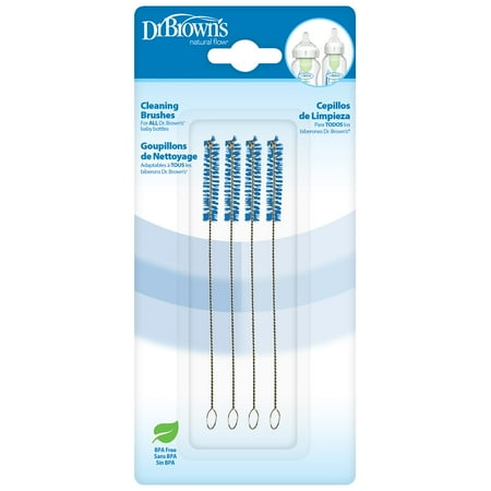 Dr. Brown's Natural Flow Reusable Baby Bottle Vent & Reservoir Cleaning Bristle Brush, Blue, 4 Pack