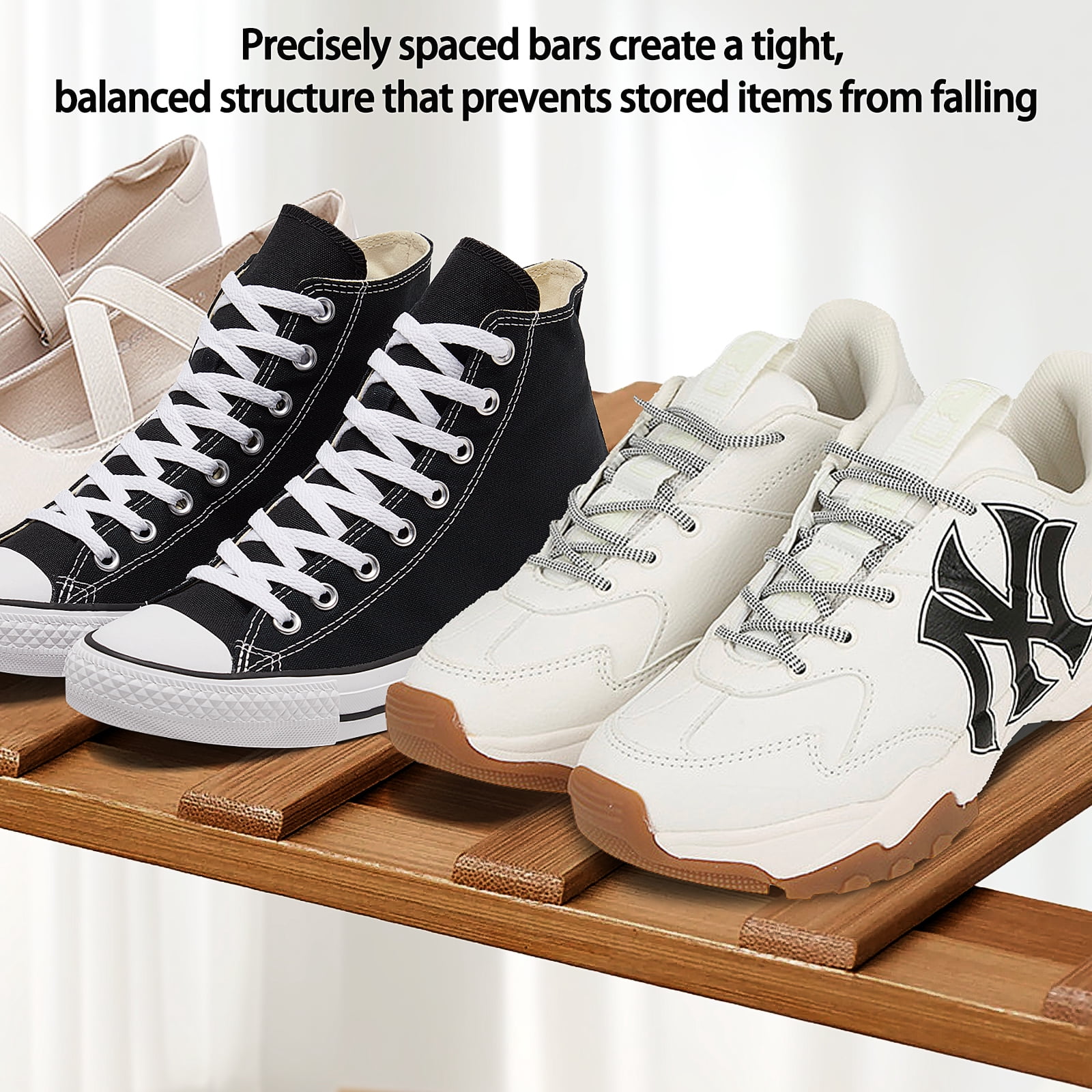 HDUTNGISN 4 Tier Foldable Bamboo Shoe Rack,Tool Free Setup Shoe Organizer, 20x10x22in Entryway Storage,Tawney