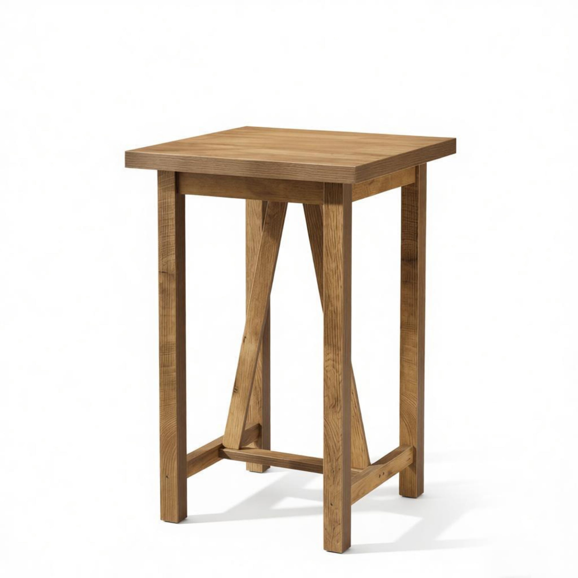 Square Compact Bar Table with Footrest Stretcher, Natural Wood Grain Farmhouse Counter Height Table for Small Kitchen Breakfast Coffee Bar, Holds 110 LBS