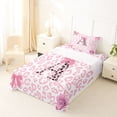 thumbnail image 5 of Erosebridal Pink Leopard Print Twin Sheet Sets For Girls,Letter A Initial Bedding 3pcs, 5 of 6