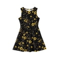 thumbnail image 3 of Iaqnaocc Dresses for Girls Size 10-12 A-Line Cute Daisy Printed Dress Holiday Casual Sleeveless Girls Clothes Summer Stylish Girls Fashion Dresses Black 12-13 Years, 3 of 4