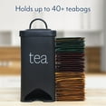 AuldHome Farmhouse Enamelware Tea Bag Holder (Black); Metal Tea Bag Caddy Dispenser for Wrapped
