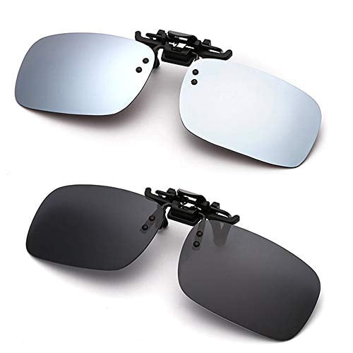 Trendy Sunglasses Clip On Flip-Up UV400 Antiglare Wear Over Eyeglass Lightweight 
