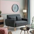 thumbnail image 4 of Sobaniilo 47" Small Modern Loveseat Sofa, Mid Century Linen Fabric 2-Seat Sofa Couch Tufted Love Seat with Back Cushions and Tapered Wood Legs for Living Room, Bedroom and Small Space (Dark Gray), 4 of 7