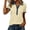 Beige, variant on Women's Waffle Knit V Neck Button Placket Shirt Casual Colorblock Short Sleeve Top
