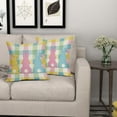 thumbnail image 6 of ABSOP Spring Easter Pillow Covers 20x20 Inch Set of 2 Colorful Bunny Buffalo Plaid Pillow Cases Outdoor Linen Square Cushion Cover for Bedroom Home Sofa Couch Bed, 6 of 7