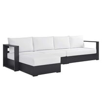 Modular Lounge Sectional Sofa Set, Gray White, Aluminum Metal, Outdoor Patio Balcony Cafe Bistro Garden Hospitality Restaurant, Modern Contemporary HB36641
