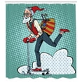 thumbnail image 3 of Ambesonne Indie Shower Curtain, Pop Art Hipster Santa, 69"Wx84"L, Teal Red Blue, 3 of 3