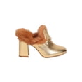 thumbnail image 2 of Women Polished Leatherette Fur Trim Mule - Dressy, Party, Costume - Block Heel Sandal - GD10 By Cape Robbin, 2 of 6