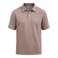 thumbnail image 5 of WULMLEO Mens Polo Shirts 2 Buttons Cotton Short Sleeve Tops Golf Collared Basic Tshirts Breathable Soft Classic Tees Light Brown Polyester, 5 of 6