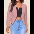 thumbnail image 4 of Blazer Corto para Mujer, Chaqueta Informal/de Trabajo de Larga con Abertura Frontal y Bolsillos Rosa XL, 4 of 8