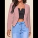 thumbnail image 4 of Blazer Corto para Mujer, Chaqueta Informal/de Trabajo de Larga con Abertura Frontal y Bolsillos Rosa 5XL, 4 of 8
