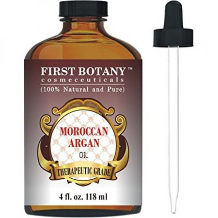 Moroccan Organic Argan Oil For Hair, Skin, Face, Nails, Cuticles & Beard 4 fl. oz. - Best Anti-Aging, Anti-Wrinkle, Triple Extra Virgin & Cold Pressed