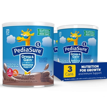 PediaSure Grow & Gain Shake Mix Powder, Chocolate, 14.1 oz Can, 24 Servings