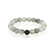 Coastal Jewelry Men's Labradorite Stone with Matte Onyx Beaded Stretch Bracelet (10mm Wide)