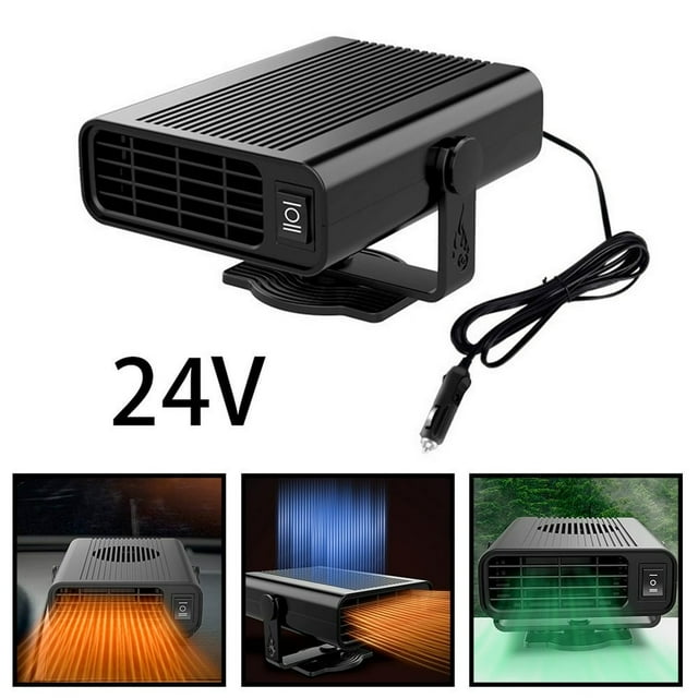 DEBGFS 24V 2 in 1 Portable Car Cooler Auto Electronic Air Conditioner Fan Fast Cooling Car Heater Heating/Natural Wind Function,black,12v