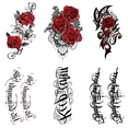 thumbnail image 1 of 6 Hojas De Tatuajes Temporales Realistas De Flor Rosa Para Mujeres Brazo Muslo, Mezcla De Colores Temporal De Larga Duración Tatuaje Pierna Pecho Cintura Arte Corporal,148*210MM, 1 of 5