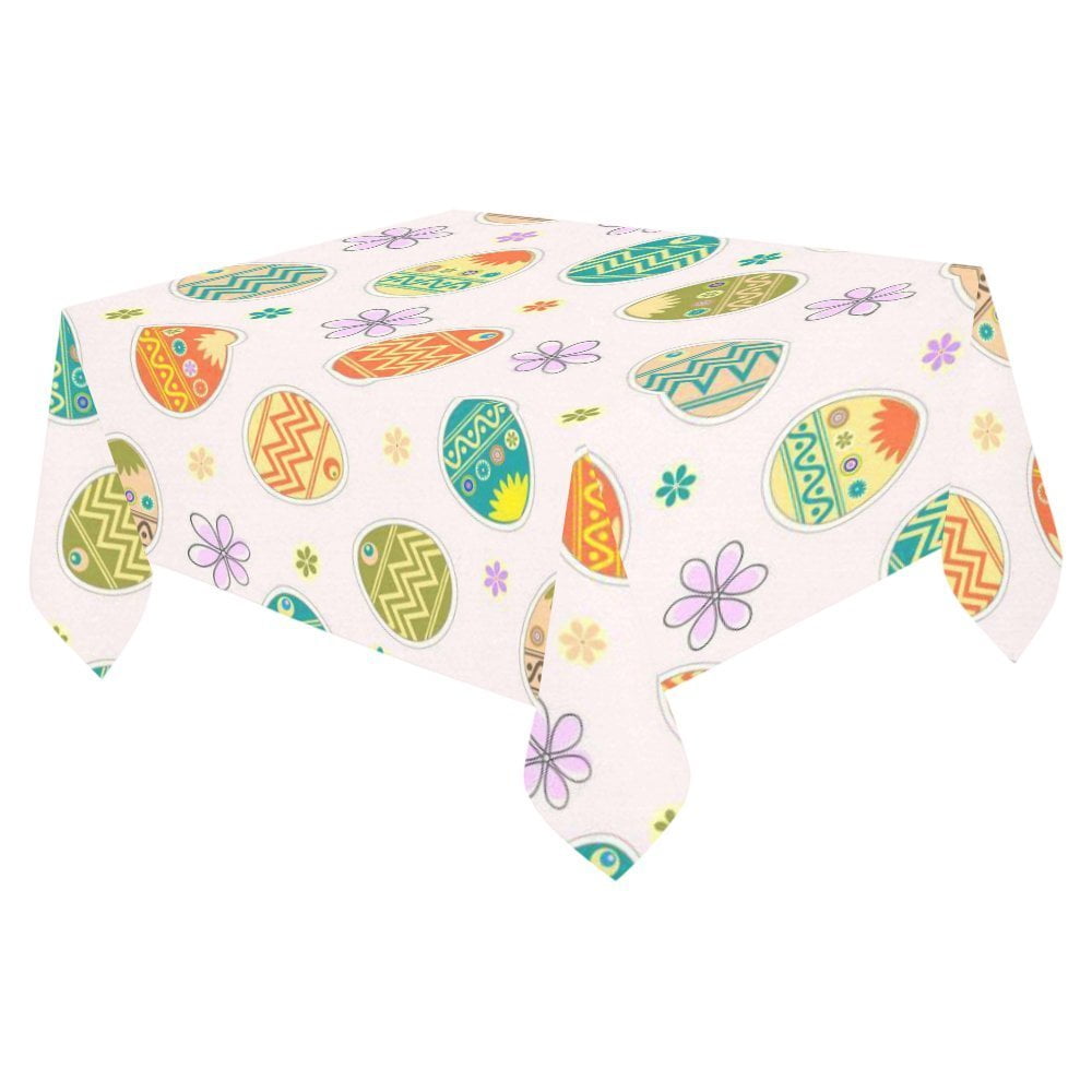 MYPOP Easter Eggs Tablecloth 52x70 Inches, Easter Spring Flower