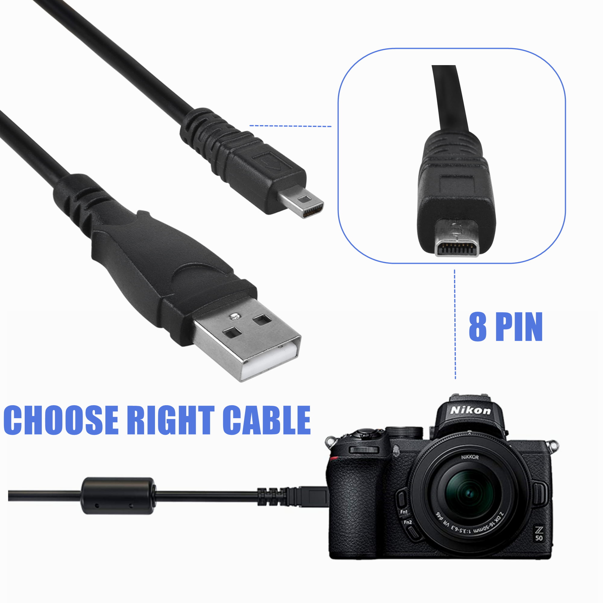 USB Data SYNC AV A/V TV Video Works with Nikon Camera Coolpix S6000 S3500 S9100