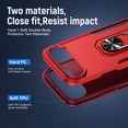 thumbnail image 3 of for iPhone Air Case, Slim Fit Military Grade Drop Tested Dual Layer Shockproof Case with 360 Ring Holder Kickstand Protective Rugged Car Magnetic Non-Slip Phone Case,Rose+Red, 3 of 10