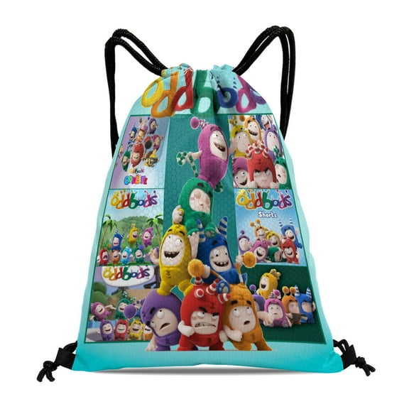 Drawstring Backpack for Oddbods Sackpack Adults Women Men Party Favor Bags Sports for Swimming Gym Travel Hiking Camping Tote Bag 11.8 × 15.7 in