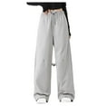 thumbnail image 2 of DPTALR George Women's Waterproof Hiking Pants,Drawstring Wide Leg Parachute Pants,Y2k Elastic Waist Baggy Casual,Gray,Size L, 2 of 8