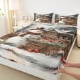 thumbnail image 3 of Castle Fairy Xmas Snowman 4Pcs Bed Sheets for Teens Women Men,Retro Rustic Cabin King Sheets,Merry Christmas Super Cozy Sheet Set,Ultra Soft Home Decor, 3 of 7