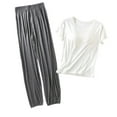 thumbnail image 1 of Birdeem Blouses pour Femmes Ensemble de Vêtements de Maison à Col Rond Manches Courtes avec Coussin de Poitrine et Shorts, 1 of 9