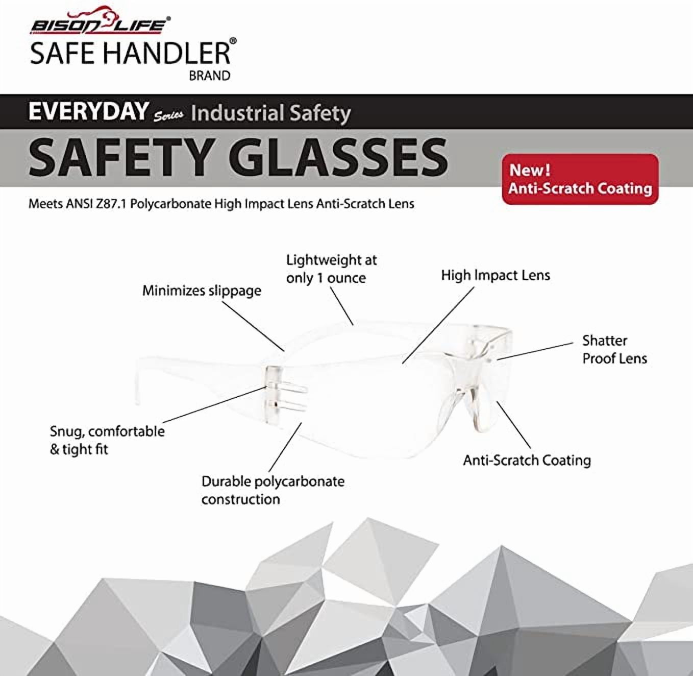 Safe Handler Crystal Yellow Lens Black Temple Safety Glasses For Men/Women (Pack of 144), One Size