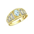 thumbnail image 4 of RYLOS Rings for Women 14K Yellow Gold Ring Classic Style 7X5MM Oval Gemstone &  Diamond Ring March Aquamarine Jewelry Size 10, 4 of 8