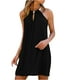 thumbnail image 2 of ICHUANYI Clearance Fashion Women Summer Casual Sleeveless Halter Solid Dress(Black, XL) ICHUANYI WER2023080804611, 2 of 7
