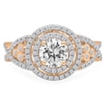 thumbnail image 3 of 1.30 Carat (ctw) 14K Rose Gold Round Cut Moissanite & White Diamond Ladies Swirl Bridal Halo Engagement Ring, 3 of 4
