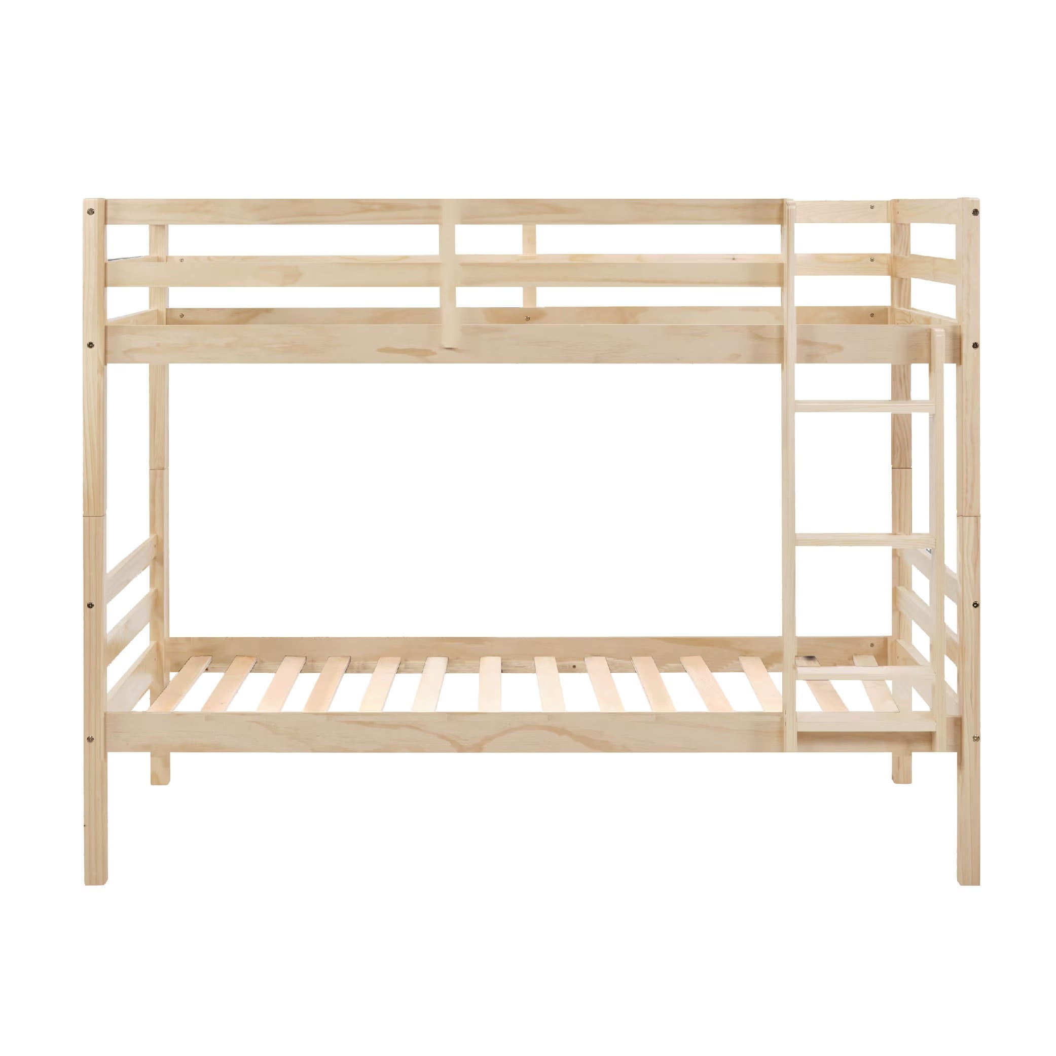 Aukfa Twin over Twin Bunk Bed, Wooden Bunk Bed with High Guardrail for Kids/Teens and Dorm Room/Guest Room, Oak