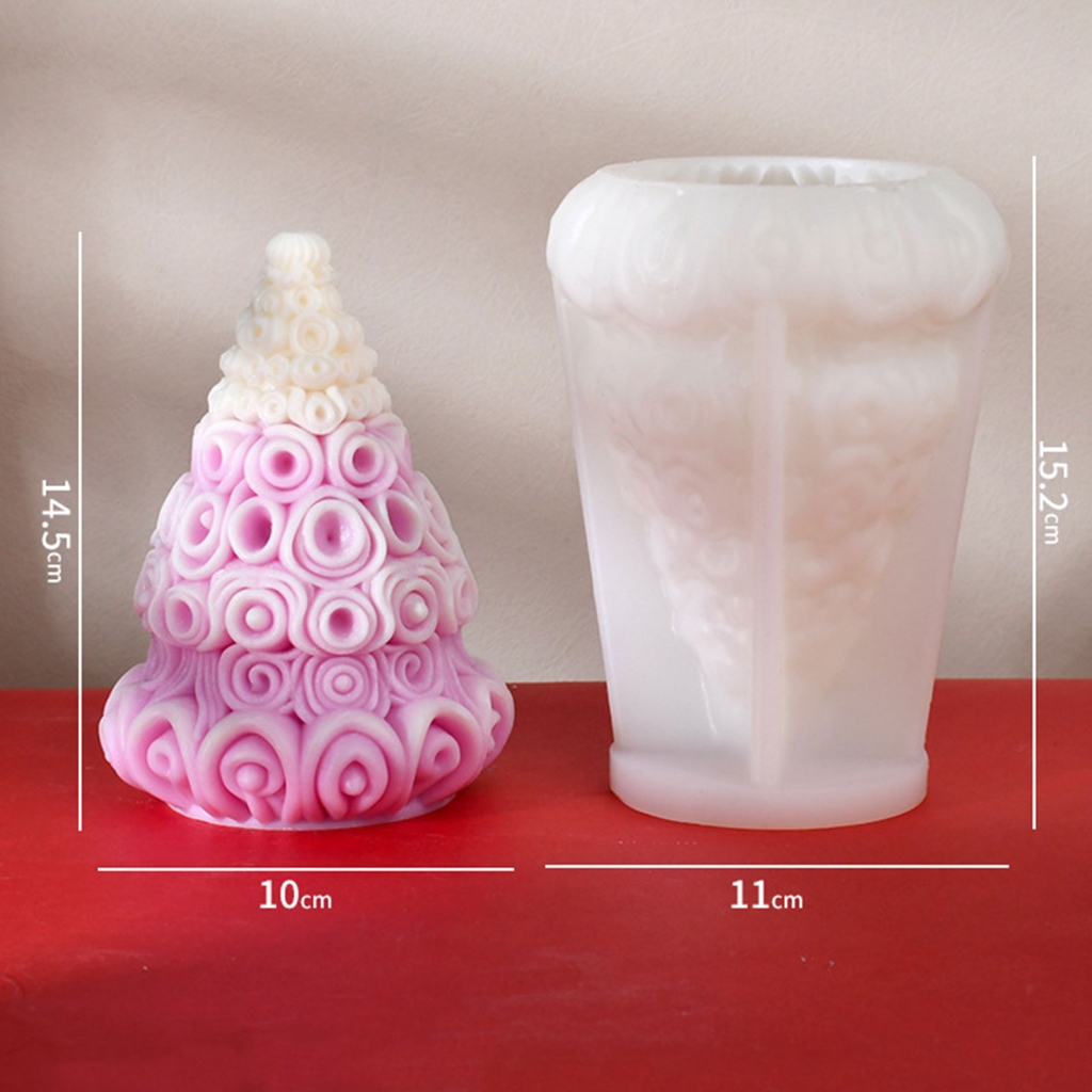3D Christmas Tree Candle Silicone Mold Handmade Gypsum Mould Table Ornaments DIY Christmas Decorations Holiday Party